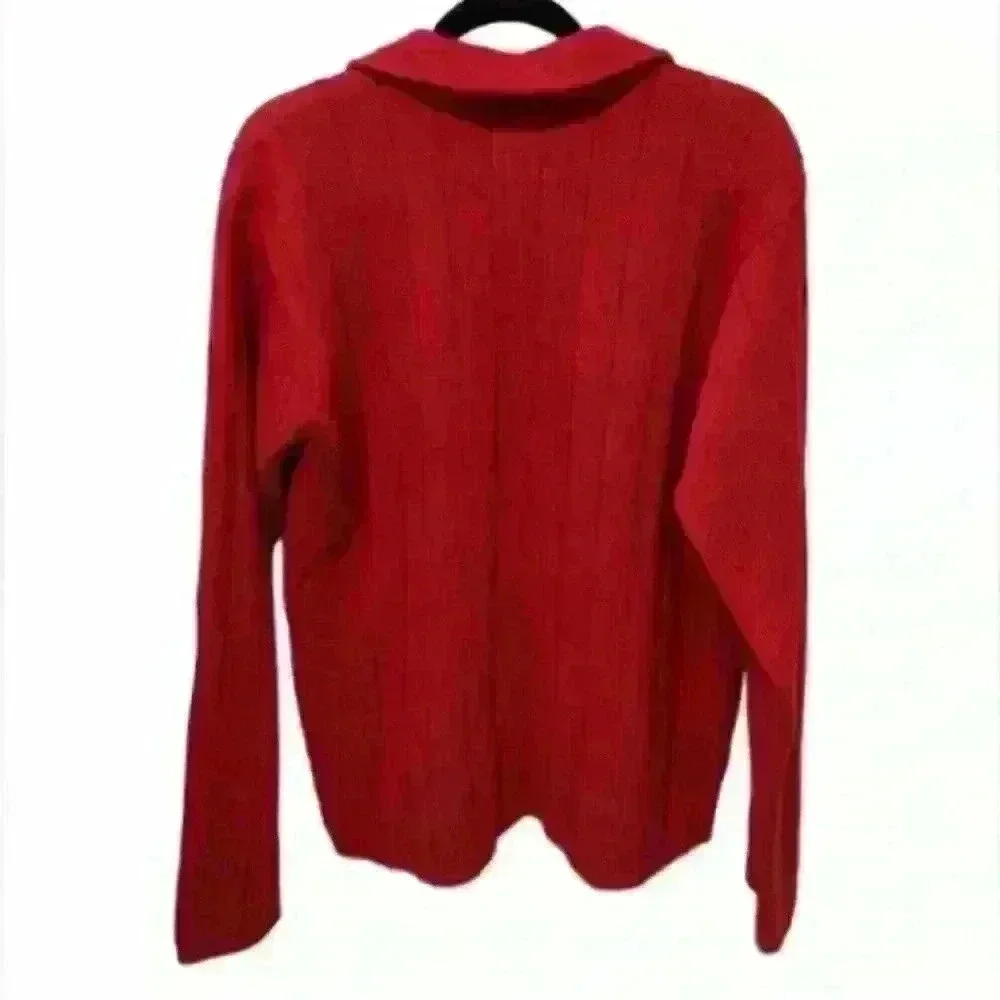 Men’s Vintage Polo Ralph Lauren Red Half Zip Mock Neck Flag Logo Sweater- Medium